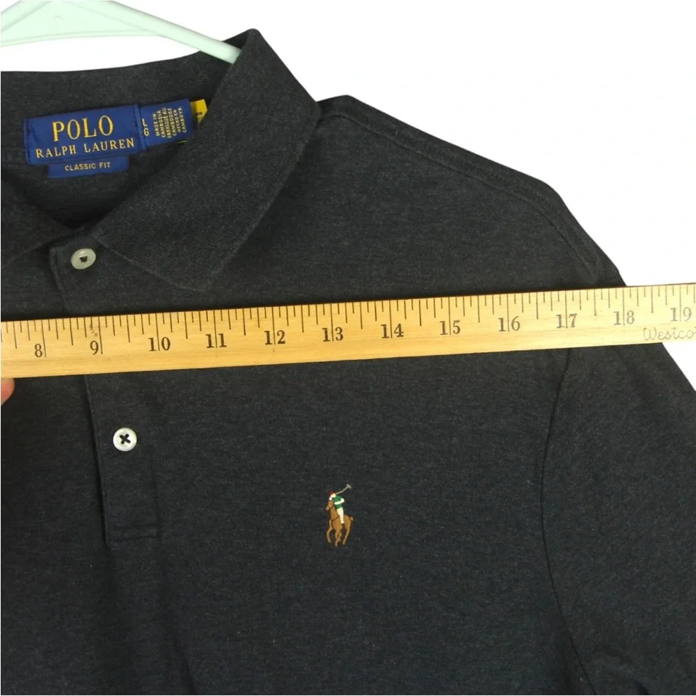 Polo Ralph Lauren Classic Fit Polo Shirt Mens Large Dark Gray Flesh Pony Logo
